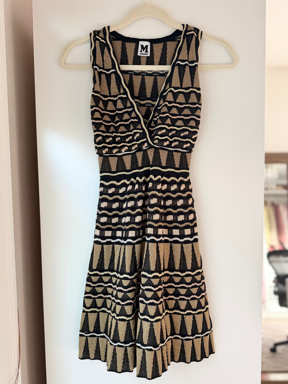 MISSONI | DESIGNER | BLACK GOLD KNIT RAZORBACK MINI DRESS SAKS 5th AVENUE